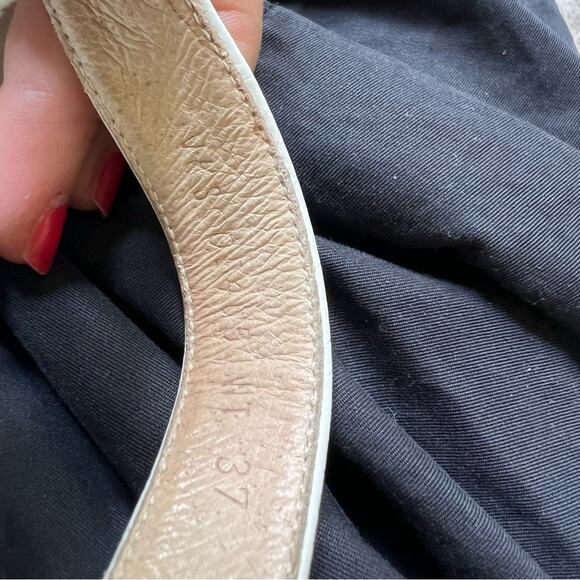 Athé Vanessa Bruno White Croc Embossed Leather Block Heel Sandals - Picture 10 of 10